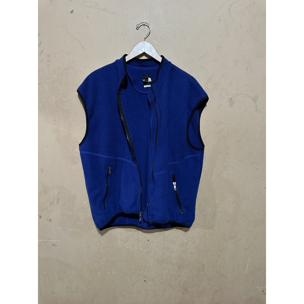 Vintage 90s The North Face Blue Fleece Full Zip Vest Made In USA Lightweight XL‎